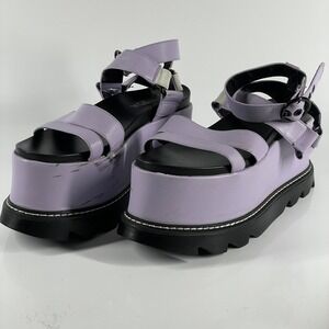 Lamoda Keep Smiling Purple Platform Sandals Chunky Lug Sole Buckle Straps 6 Goth